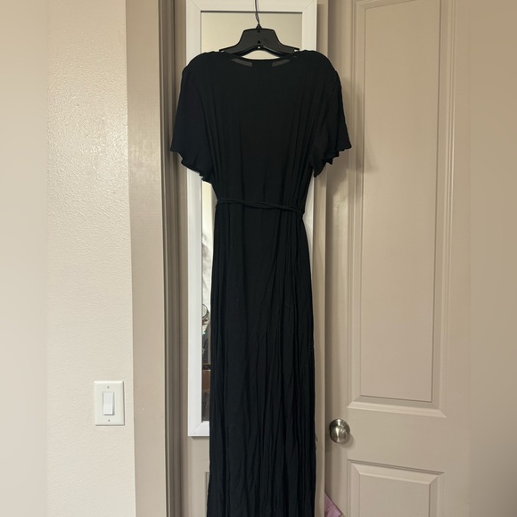 Lulus Black Flutter Sleeve Wrap Maxi Dress - Picture 8 of 9